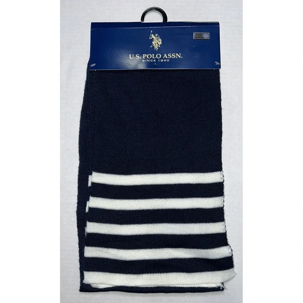 US Polo Assn Scarf Winter Cold Brand New Blue‎ & White